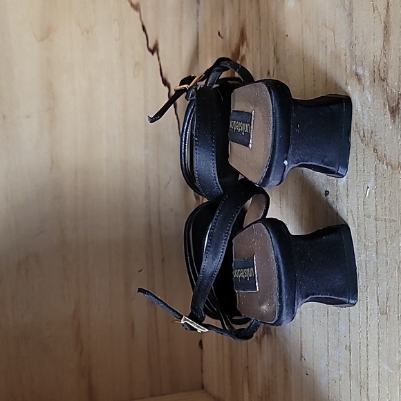 Unlisted Black Sz 8 Strappy Heels Open Square Toe Sandals Shoes VTG Y2K 90s Prom - Picture 6 of 8